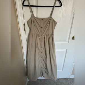 Buttermelon/PinkBlush Maternity Midi Tank Dress Tan Button Front Size M (Flawed)